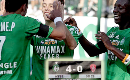Aubameyang co-signe la première victoire des Verts de la saison par un doublé !
