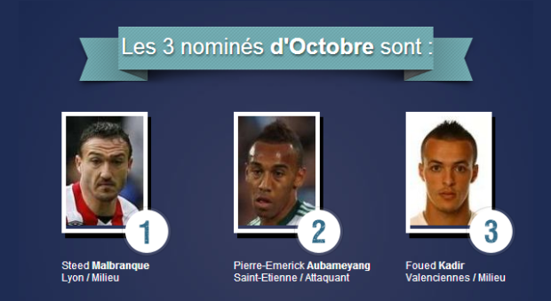 Aubameyang sacré meilleur joueur d'octobre de la L1 française