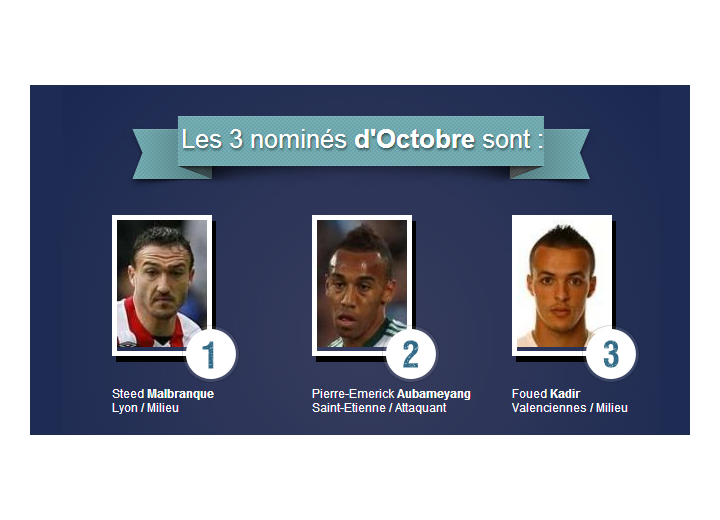 Aubameyang sacré meilleur joueur d'octobre de la L1 française